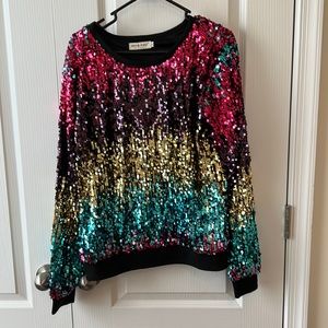 Festive multi colored sequin top